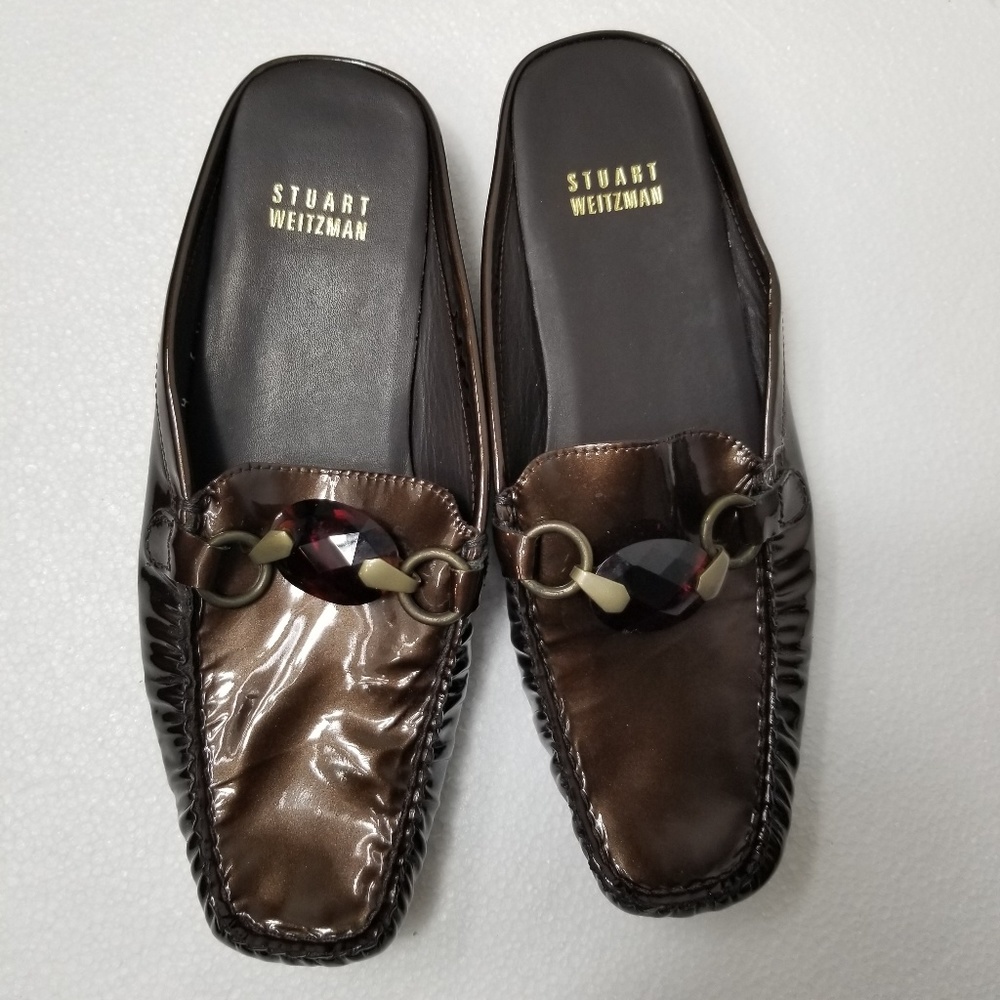 Stuart Weitzman Brown Slide On Flats With Diamond - image 2